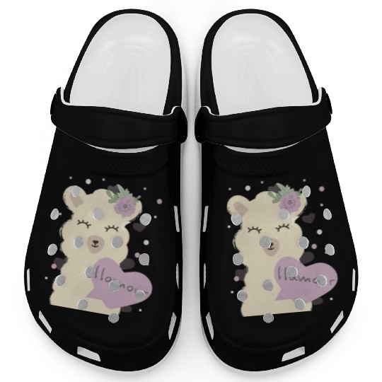 Cute Llama Llamour Valentine Clogs
