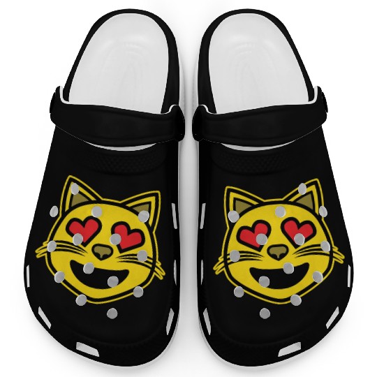 Heart Eyes Smiling Cat Face Funny Feline Lover Clogs