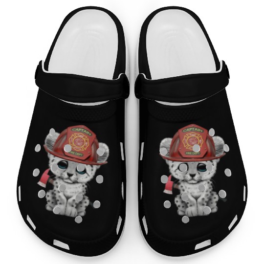 Cute Snow Leopard Cub Firefighter Clogs