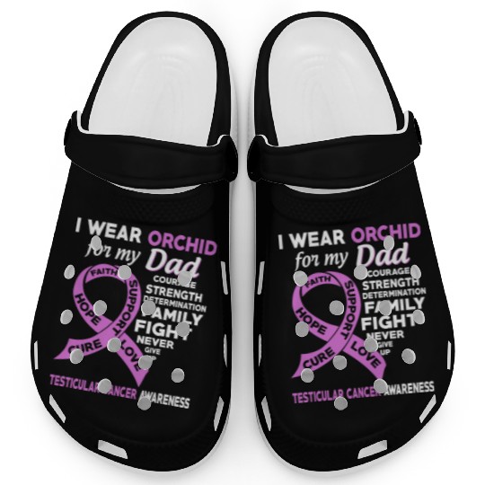 I Wear Orchid For My Dad Testicular Cancer Clogs