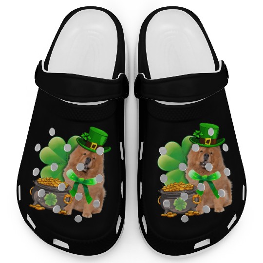 Chow Chow Dog Shamrock Irish Saint St Patrick Day Clogs