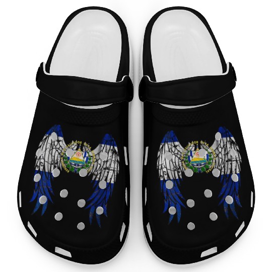 El Salvadorian Flag Angel Wings Jesus Christian El Clogs
