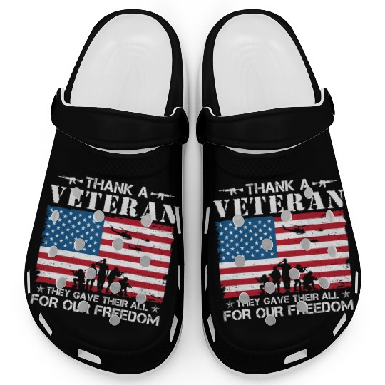 US Army Thank A Veteran American Flag Clogs