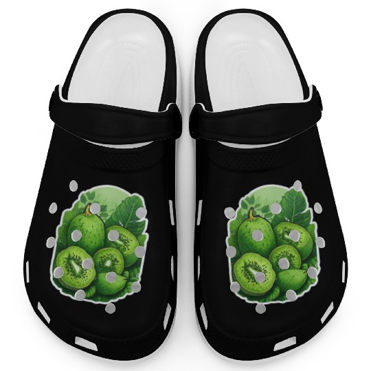 Green Kiwi Pattern Sticker Clogs