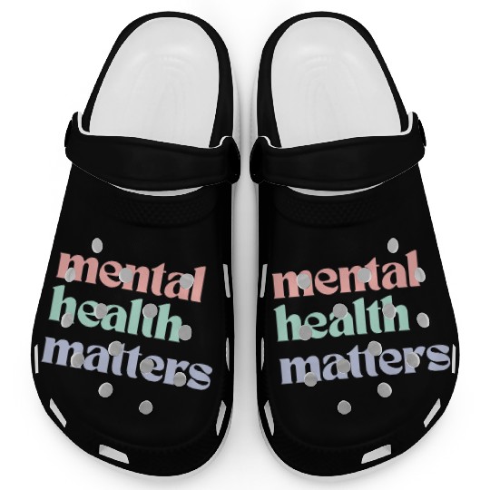 Mental Health Matters | Retro Quote Pastel Rainbow Clogs
