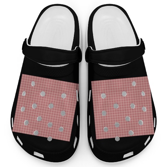 Retro Checkered Pattern Coral Red Clogs