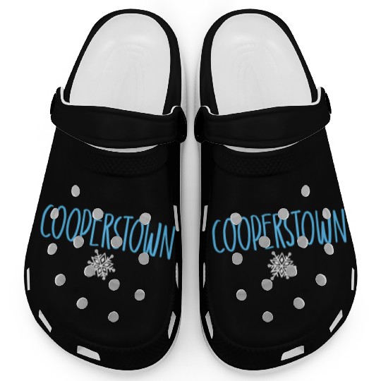 Cooperstown Ny Snowflake Drawing Light Blue Text Clogs