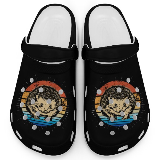 Retro Vintage Hedgehog Lover Sunset Hedgehog Clogs