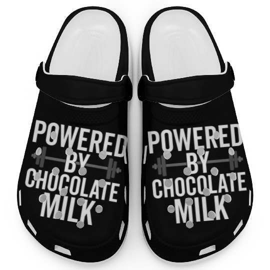 Powered By Chocolate Milk Funny Gym Clogs