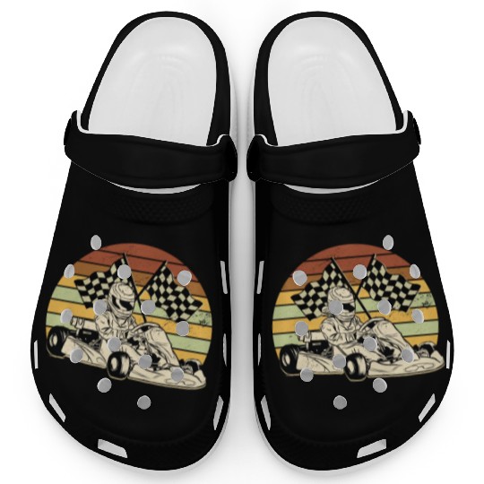 Go Kart Driver Retro Children Go-kart Race Clogs