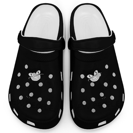 Funny Ew People Black Cat Face Mask Clogs