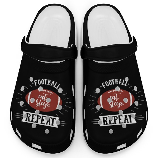 Football Eat Sleep Repeat Sports Babe Game Day Mom Clogs