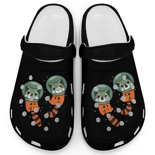 Red Panda Lover Astronaut Gift Kids Spaceship Red Clogs