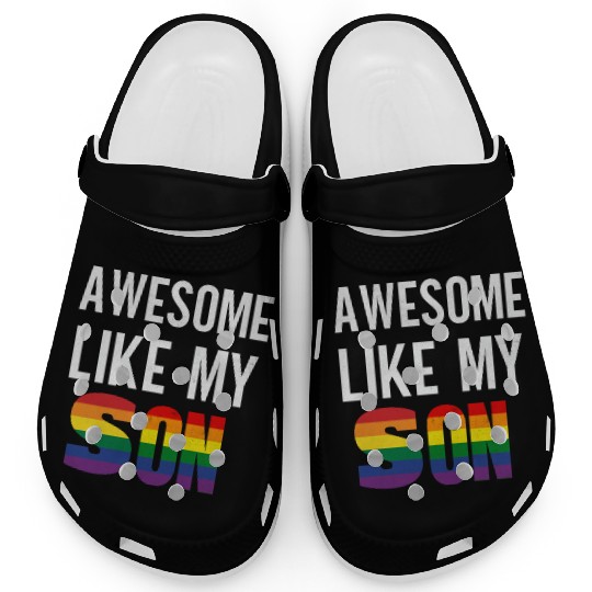 Awesome Like My Son Pride Rainbow Flag Clogs
