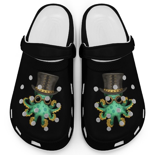 Steampunk Green Octopus Clogs