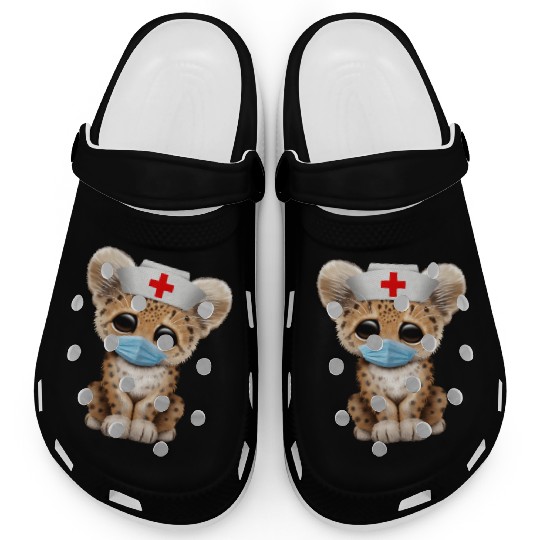 Cute Leopard Cub Nurse Clogs