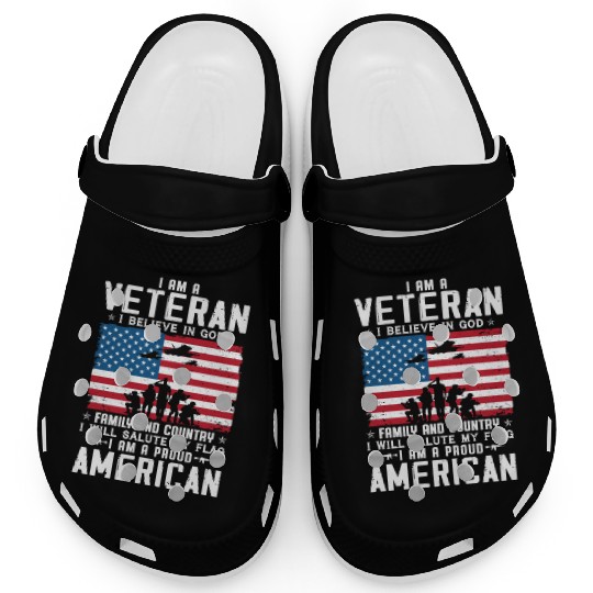 I Am A Proud American Veteran Clogs