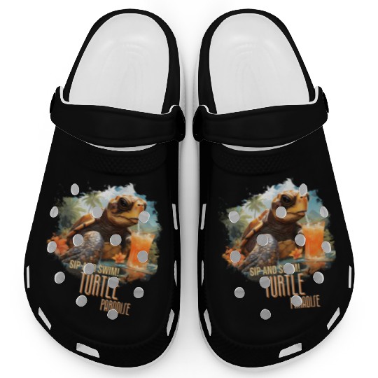 Turtle Paradise: Sip and Swim! Clogs