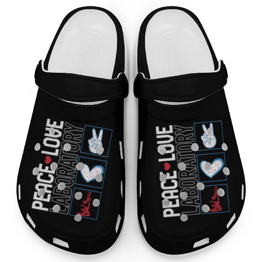 Science Clogs, Peace Love Laboratory Clogs,