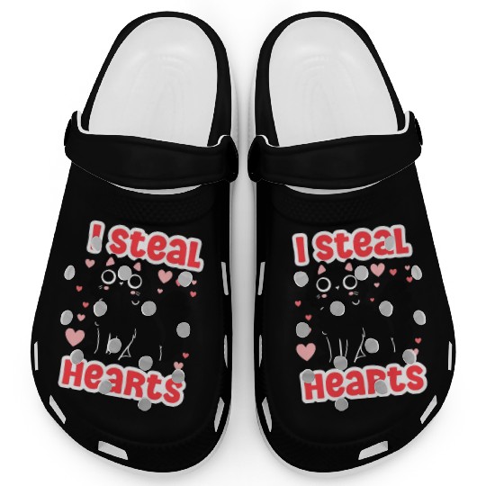 I Steal Hearts Cute Black Cat Valentine Day For Clogs