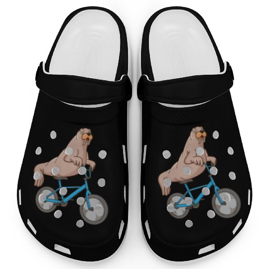 Harp Seal Lover Ocean Bicycle Riding Sea Lion Seal Clogs