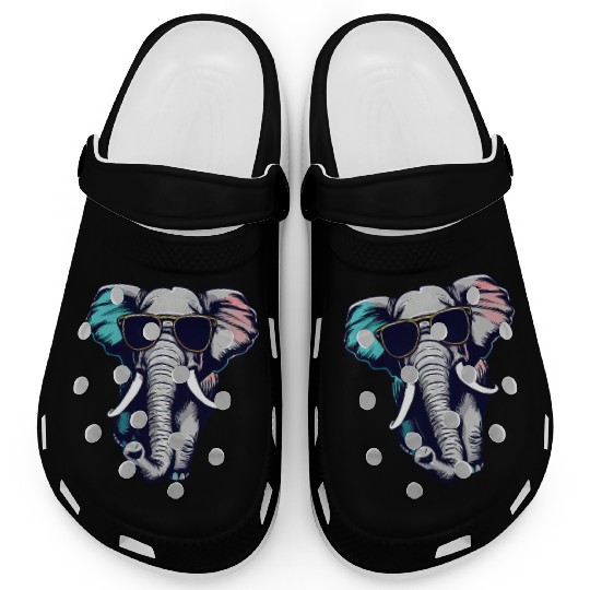 cool Elephant - Elephant with Sunglasses Clogs