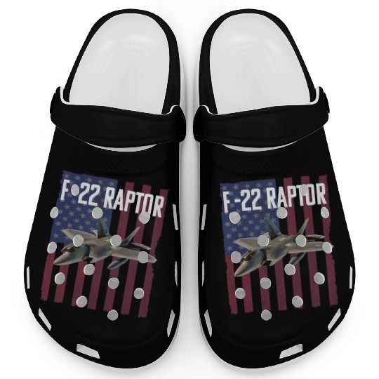 F 22 Raptor Aircraft USA Flag Clogs