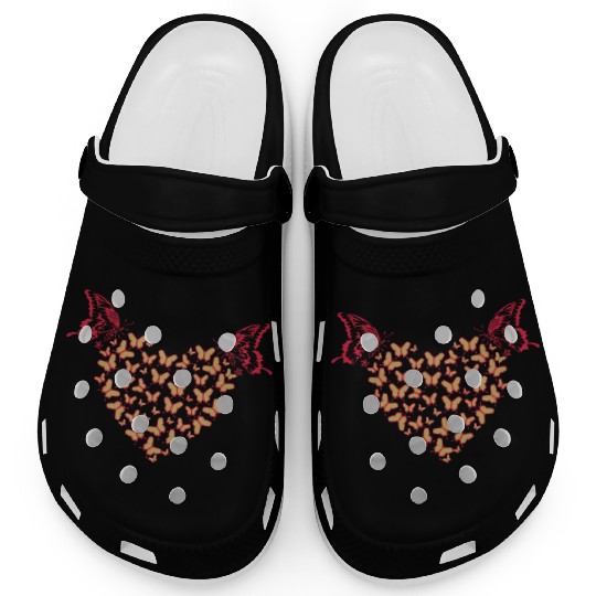 Heart pattern with butterflies Clogs