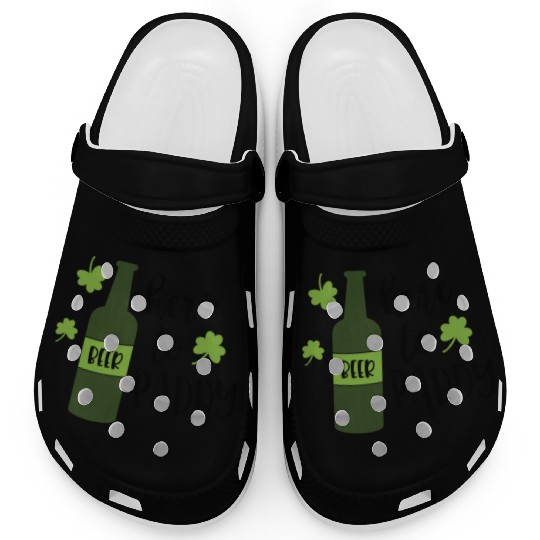 Here To Paddy Beer Drinking Clover Irish Clogs