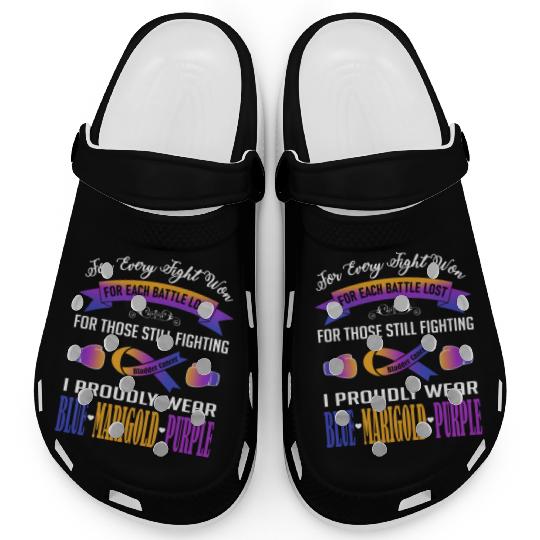 I Proudly Wear Blue Marigold Purple Bladder Cancer Clogs