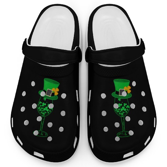 Irish Green Shamrock St Patrick's Day Wine Drinkin Clogs