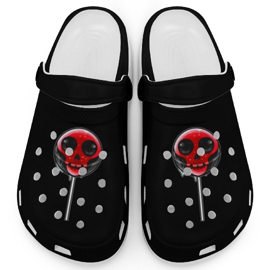 Red Skull Lollipop Trick Or Treat Halloween Clogs