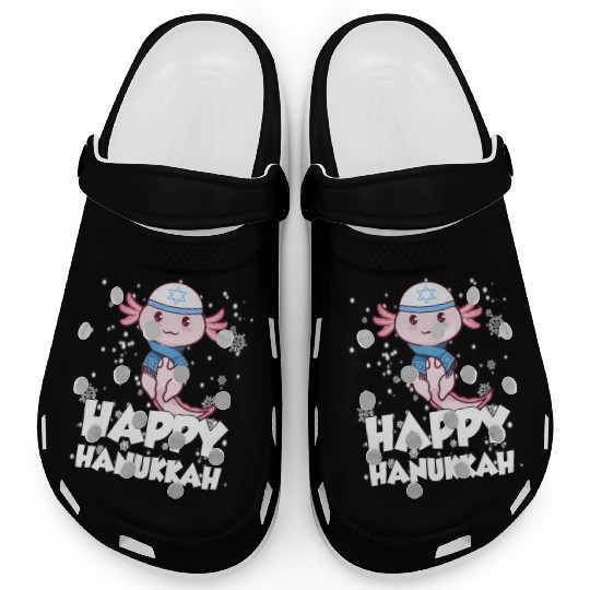Happy Hanukkah Axolotl Kawaii Cute Axolotl Lover Clogs