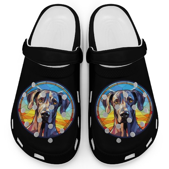 Great Dane Dog Breed Watercolor Glass Clogs