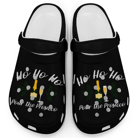 ho ho ho pour prosecco funny christmas wine long s Clogs