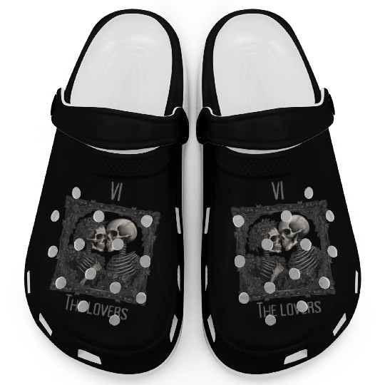Skeleton lovers tarot card style goth Halloween Clogs