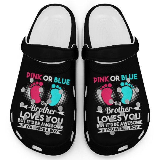 pink or blue big brother loves you a boy gender Clogs