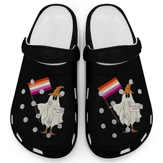 Halloween Ghost With Lesbian Flag Clogs