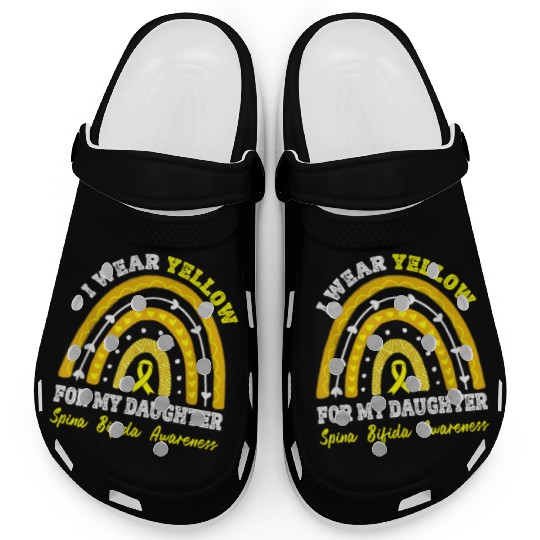 Spina Bifida Awareness Rainbow I Wear Yellow For Clogs