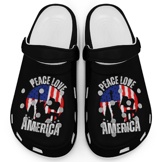 "Peace Love America Labor Day Clogs - Celebrate