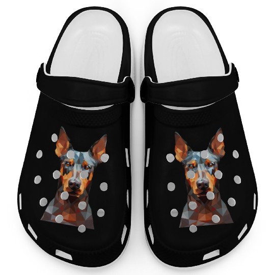 geometric Doberman: Polygon Art Clogs