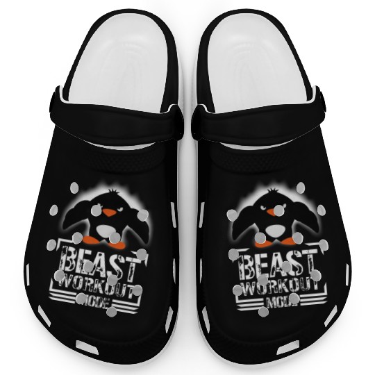 Penguin Biceps Beast Workout Mode Cool Bodybuilder Clogs