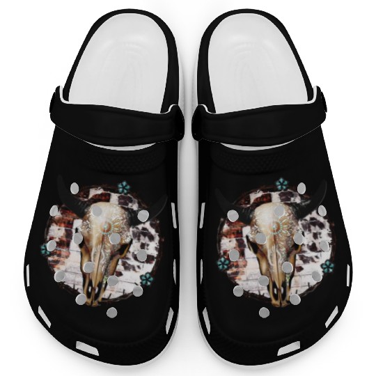 Bull Skull Western Clogs