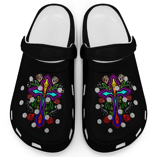 Day Of The Dead Cross Dia De Los Muertos Clogs