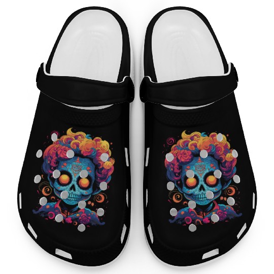 Dia De Los Muertos Sugar Skull Mexican Holiday Clogs
