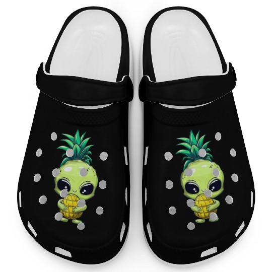 Pineapple-Hair Alien: Green & Funny Clogs