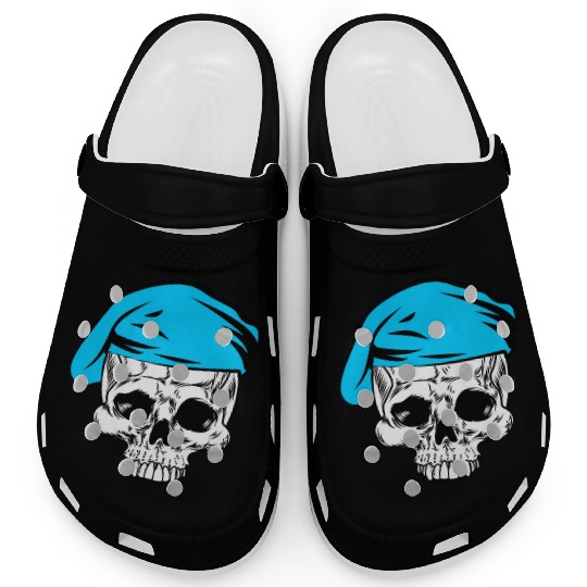 Skeleton skull blue beret military Clogs