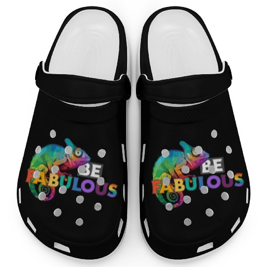 Be fabulous! with rainbow colored chameleon Clogs