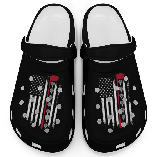 American Flag Golf Funny Golf Club Sports Playing Clogs