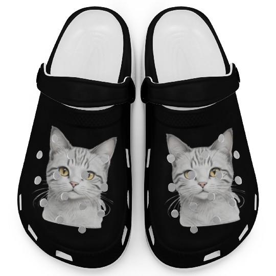 Aesthetic Cute Kitty Realisting Sketch Clogs